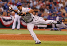 Adrián Beltré en duda para el Clásico por tirón en la pantorrilla izquierda