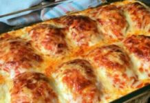 Huevos rellenos de carne molida gratinados al horno