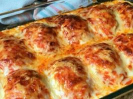Huevos rellenos de carne molida gratinados al horno