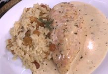 Pechugas de pollo a la suiza con arroz pilaf
