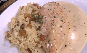 Pechugas de pollo a la suiza con arroz pilaf
