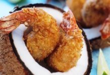 Camarones al horno con coco