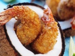 Camarones al horno con coco