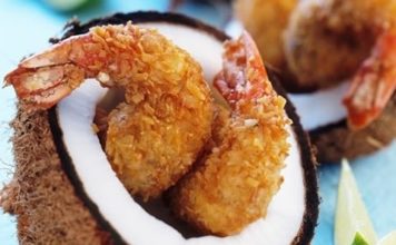 Camarones al horno con coco