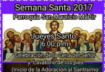 Misa Jueves Santo , Celebración de la Cena del Señor y Lavatorio de los pies, Parroquia San Mauricio Mártir .