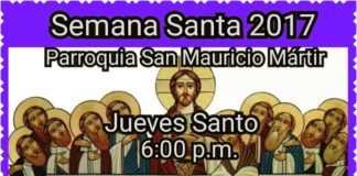 Misa Jueves Santo , Celebración de la Cena del Señor y Lavatorio de los pies, Parroquia San Mauricio Mártir .