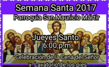 Misa Jueves Santo , Celebración de la Cena del Señor y Lavatorio de los pies, Parroquia San Mauricio Mártir .