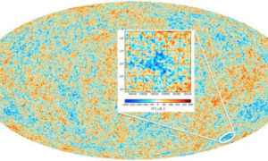 Mapa de la radiación de fondo de microondas (CMB) grabado por el satélite artificial Planck que muestra el 'Punto Frío' / ESA / Durham University