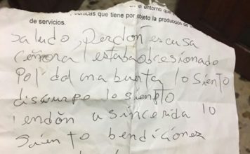 Ladrón devuelve con una nota de disculpas vehículo robado a una mujer en Naco