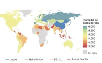 El mapa que muestra cuáles son los países con los habitantes más y menos activos del mundo