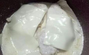 Pechugas de pollo en salsa de nata y queso