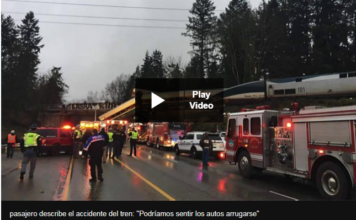 Choque de tren en Washington: Muertes a medida que los vagones de tren caen en la autopista de EE. UU.