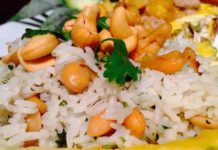 Arroz con semillas de cajüil tostadas