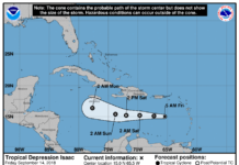 ISAAC se debilita a depresión tropical