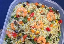 Arroz con camarones y verduras