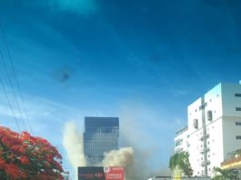 Ocurre incendio en la plaza Downtown Center