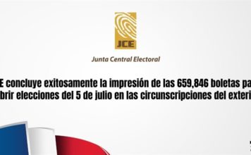 JCE concluye exitosamente la impresión de las 659,846 boletas para cubrir elecciones del 5 de julio en las circunscripciones del exterior