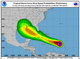 Campos nubosos de tormenta tropical Laura continúan provocando aguaceros