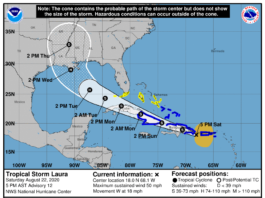 Tormenta Laura bien cerca de República Dominicana
