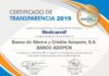Banco Adopem recibe certificado de «Transparencia A+» de Redcamif