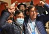 Candidato del MAS celebra triunfo a espera de resultados oficiales en Bolivia