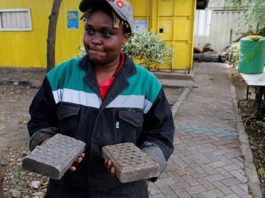 Mujer de Kenia, África convierte el plástico reciclado en losas de pavimento de alta calidad y bajo costo