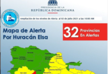 Organismos de Emergencias emiten alerta roja en la costa desde Baní hasta Pedernales por el huracán