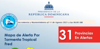 COE eleva a 31 las provincias en alerta debido a la Tormenta Fred