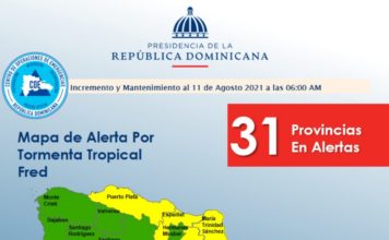 COE eleva a 31 las provincias en alerta debido a la Tormenta Fred