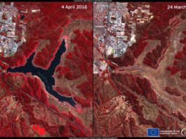 El lago Peñuelas antes y después: Chile se queda sin agua tras 13 años de sequía