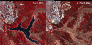El lago Peñuelas antes y después: Chile se queda sin agua tras 13 años de sequía