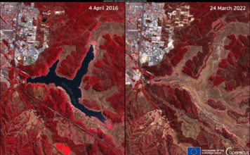 El lago Peñuelas antes y después: Chile se queda sin agua tras 13 años de sequía