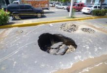 Se produce socavón en Las Carreras, donde hace más de una semana hubo un derrumbe