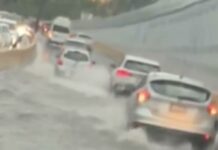 Aguaceros vuelven a inundar y taponar la capital