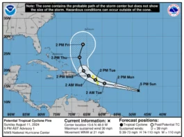 Se forma el Potencial Ciclón Tropical #5 y amenaza a las Antillas